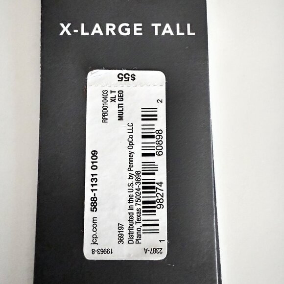 Shaquille O'Neal XLG Men's Multi Geo Linen Blend Red/Navy Woven Shirt Sz XLT NWT - Picture 6 of 8